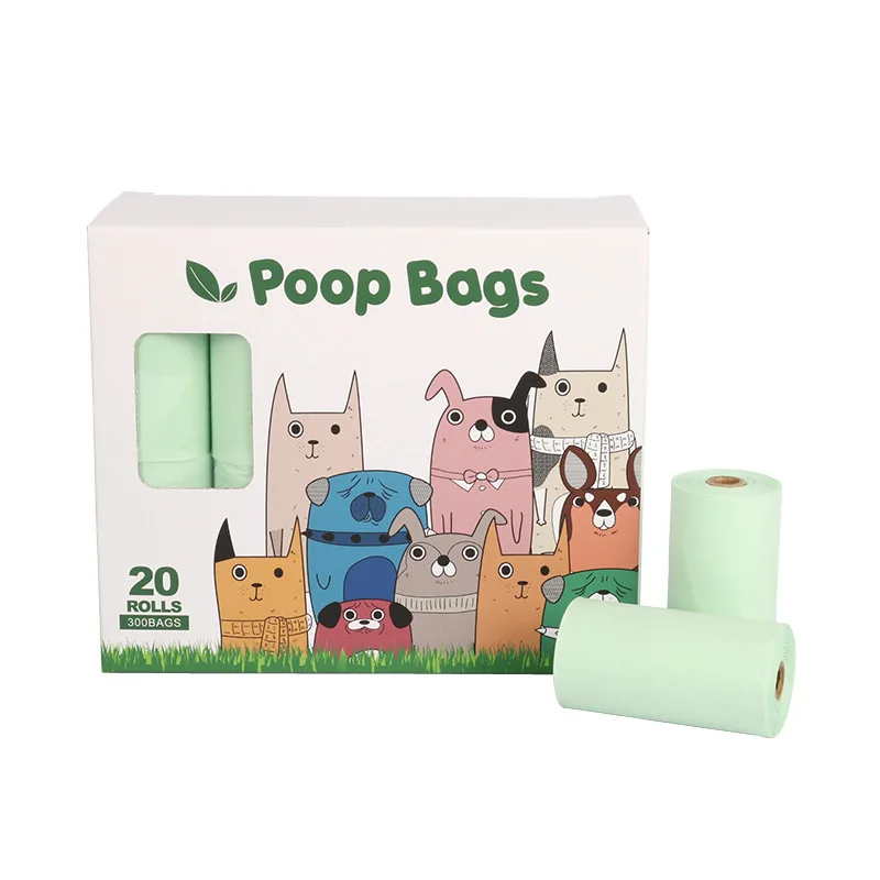 

Hot Trend Pet Dog Corn Starch Poop Bags Biodegradable ECO-Friendly Pet Garbage Waste Bags For Dogs Cleaning And Hygiene, Light green