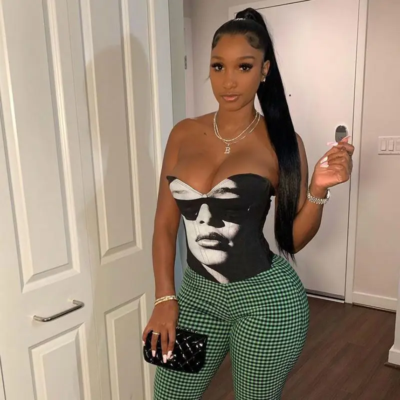 

Trendy 2022 New Arrival Women Clothing Sexy Blouses Sleeveless Bandage Corset For Club & Vintage, Picture color