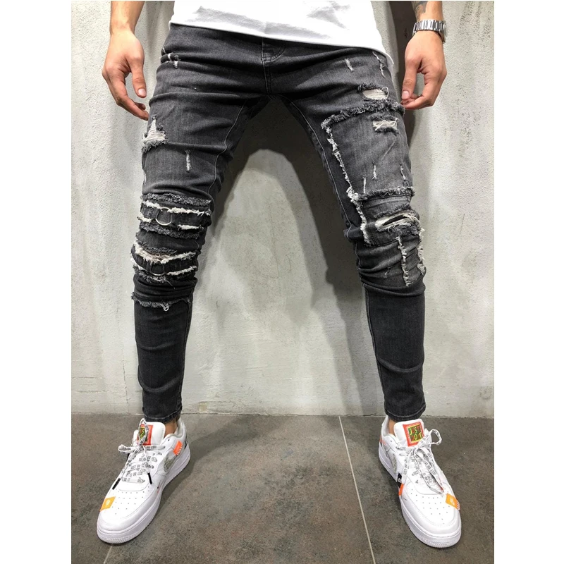 

Men's Jeans Mens 2020 Fall Winter Distressed Ripped Skinny Denim Pants Trousers S-XXXL