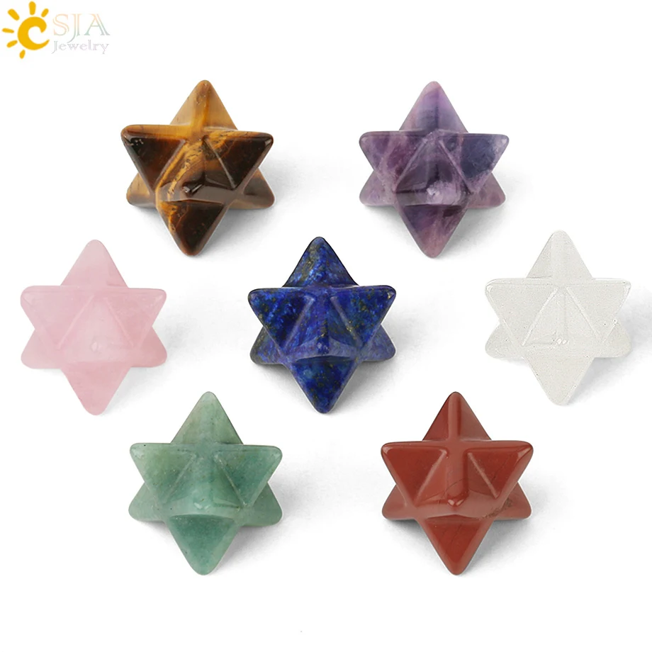 

CSJA hot selling natural star crystal stone merkaba chakra wiccan jewelry accessories for diy making G183