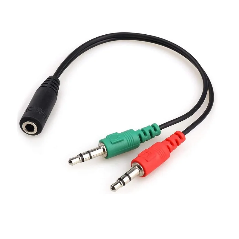 

3.5mm Y Splitter 2 Jack Male to 1 Female Headphone Mic Audio Adapter Cable for PC PS4 Gaming Headset