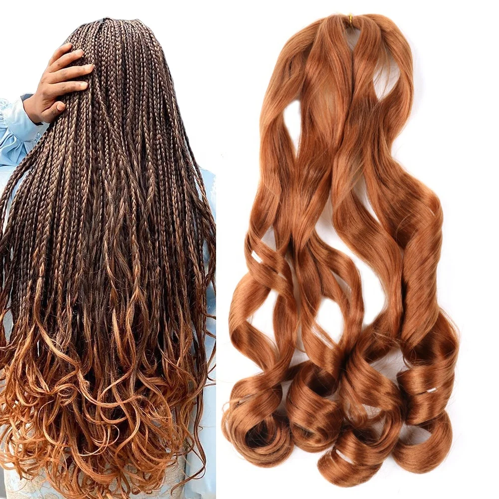 

22inch 150g Synthetic Attachment French Curly Hair Extensions Cheap Extension Ocean Wave Spiral Curl Hair Wavy Braiding Hair, Per color and 2 color more than 16 colors available