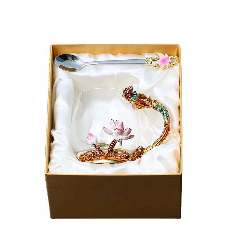 

china double-wall flower pattern glass cup mug tea coffee cup