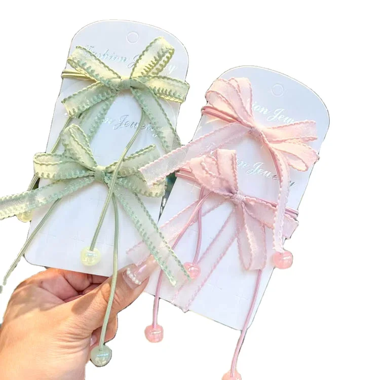 

MIO Sweet Candy Color Fairy Long Ribbon Bow Hairpin With Cute lace Princess Lovely Hair Pins Hair Clips Set
