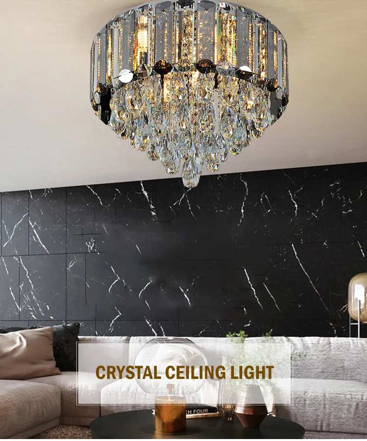 Good quality energy saving customizable modern crystal stainless steel luxury led chandelier lamp