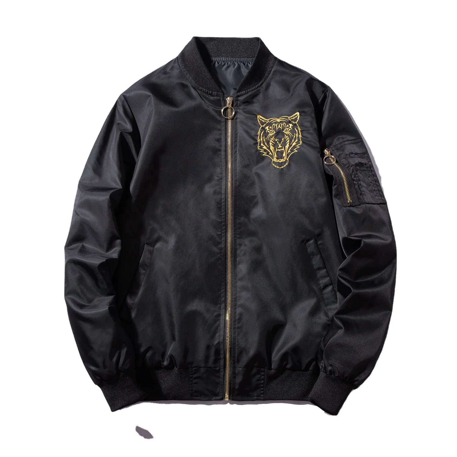 

plain waterproof polyester animal tiger embroider bomber Men'S fashion Jacket