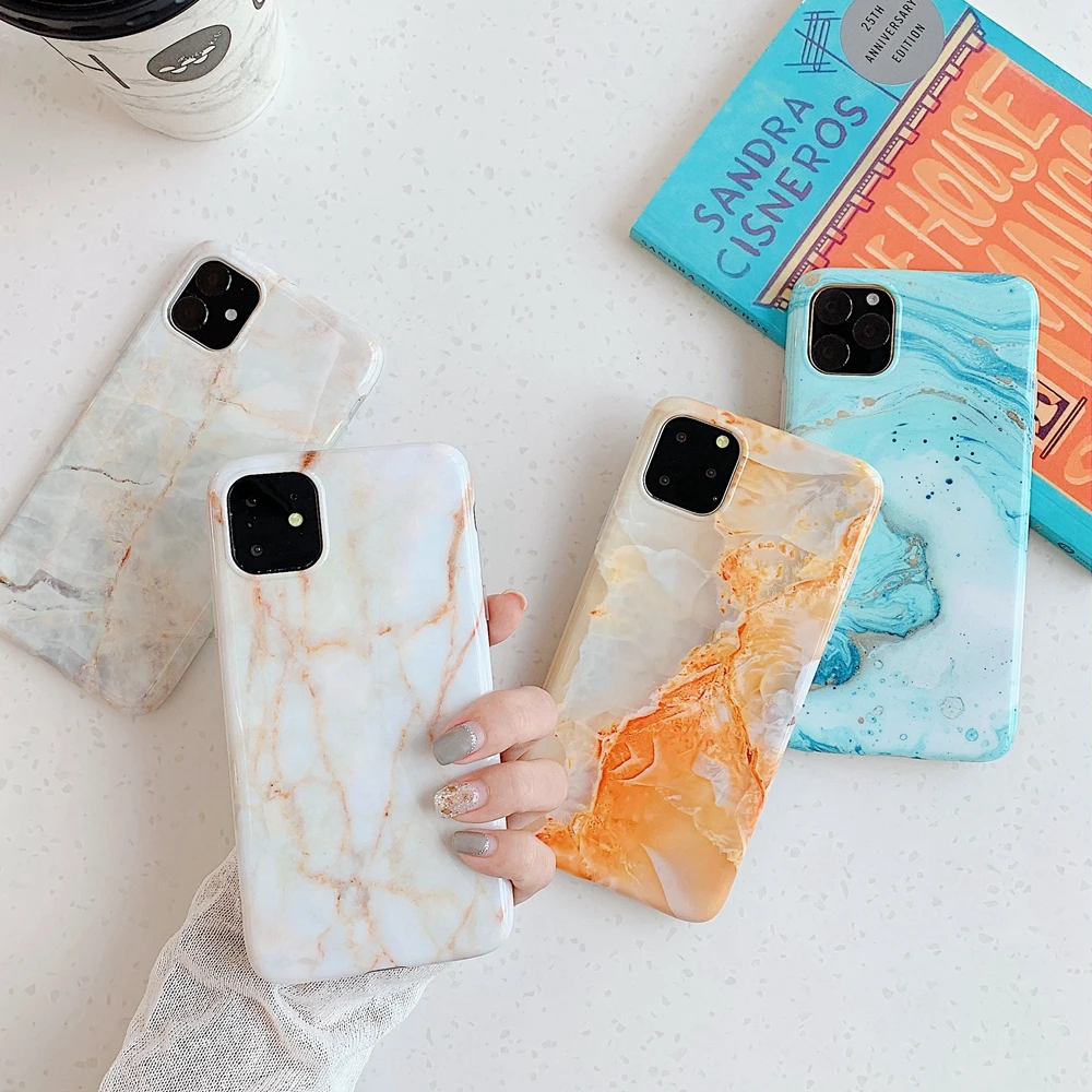 

Newest phone cover for iPhone 11 Marble Cases 11Pro Max Printing IMD Thin Mobile Covers 7 8 6 Plus Xs Max X Shockproof Shell