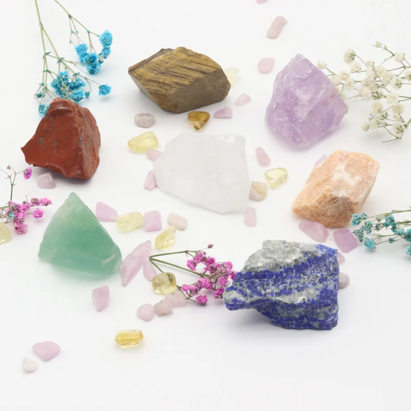

Wholesale Natural Crystal Raw Stone 7 Chakras Crystal Rough Stone Set Custom Logo