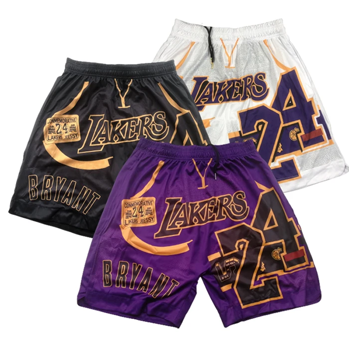 

High Quality Laker s Mens Kobe Bryant 24 Casual Outdoors Workout Sports Digital Printing Mesh Sweat Basketball Shorts Wear