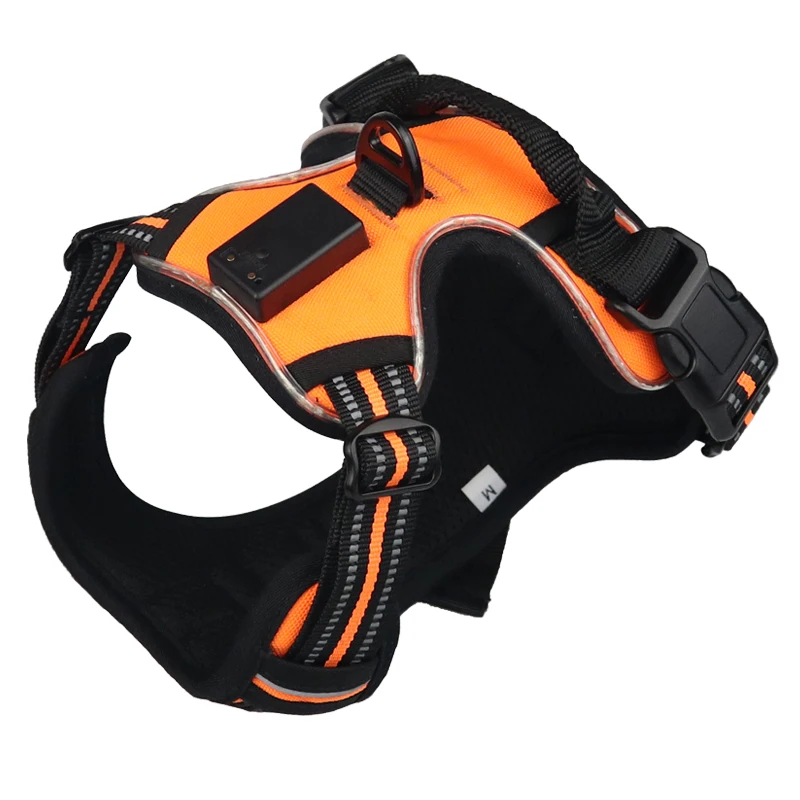 

Outdoor Adjustable Pet Vest Safety Glow Flash Dog Harness LED Harness Dog Coat for Small Medium Large Dogs, Orange black pink