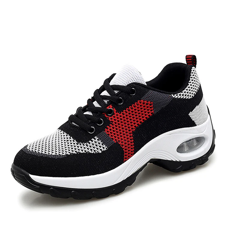 

Trendy Women's Shose Ladies' Sports Running Sneakers Air Cushion Walking Shoe Flat Fitness Outdoor Shoes, Claret,black red,black powder,grey powder