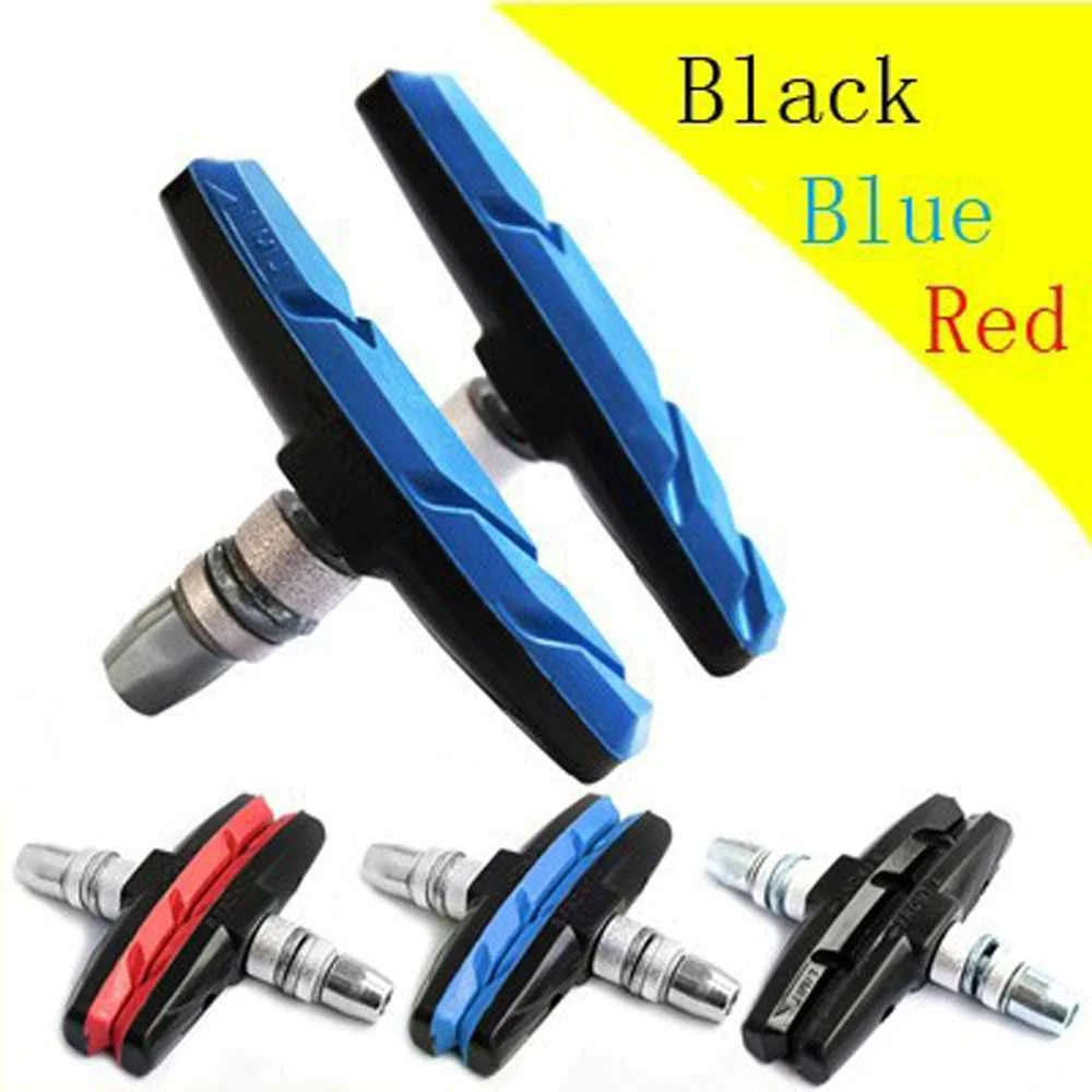 

One Pair Mountain Road Bike Brake pads MTB Bicycle Braking V-Brake Holder Shoes Rubber Blocks Durable Cycling Accessories, Black, red, blue