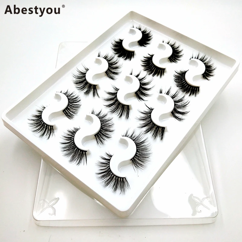 

Abestyou 9pair Wholesale Bulk Cruelty Free Mink Lahes Lash Book Lashbook 25 mm 5d Mink Eyelashes with Customize Box