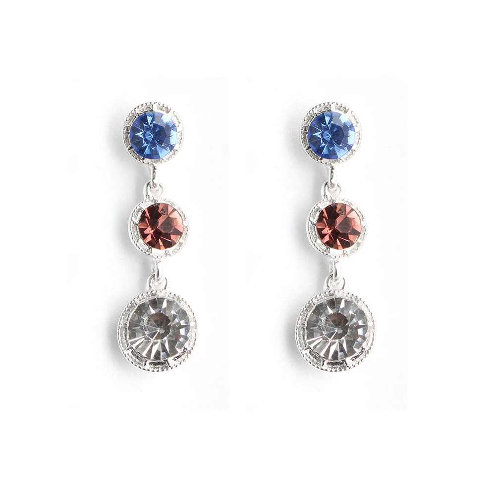 

Fashion Women Crystal Rhinestone Pendientes Cristal Jwellery Handmade Beaded Eardrops Earrings, Silver