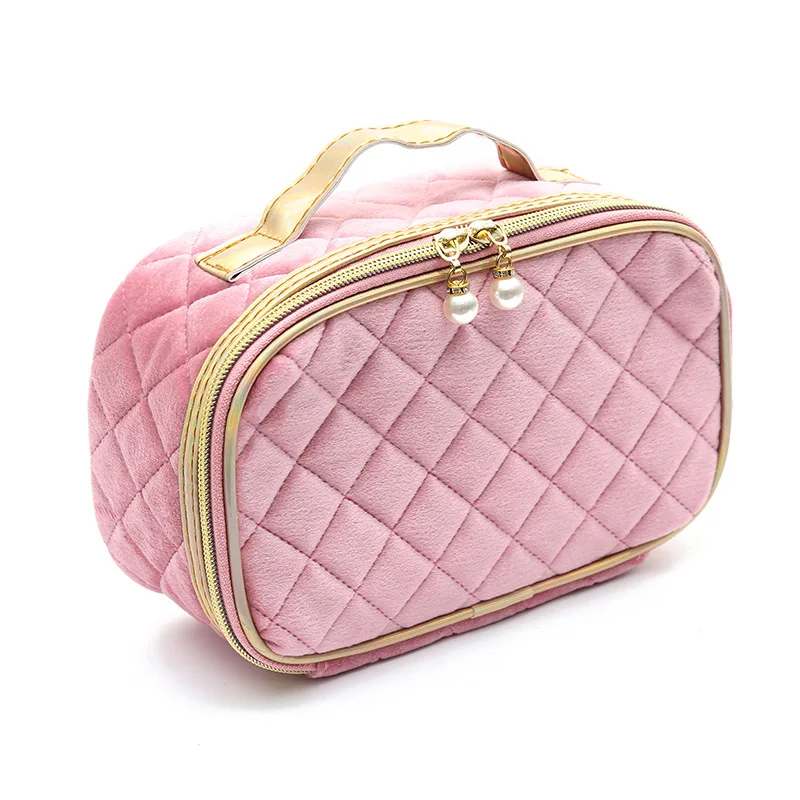 

Gold velvet cosmetic bag 2020 new travel portable storage toilet bag