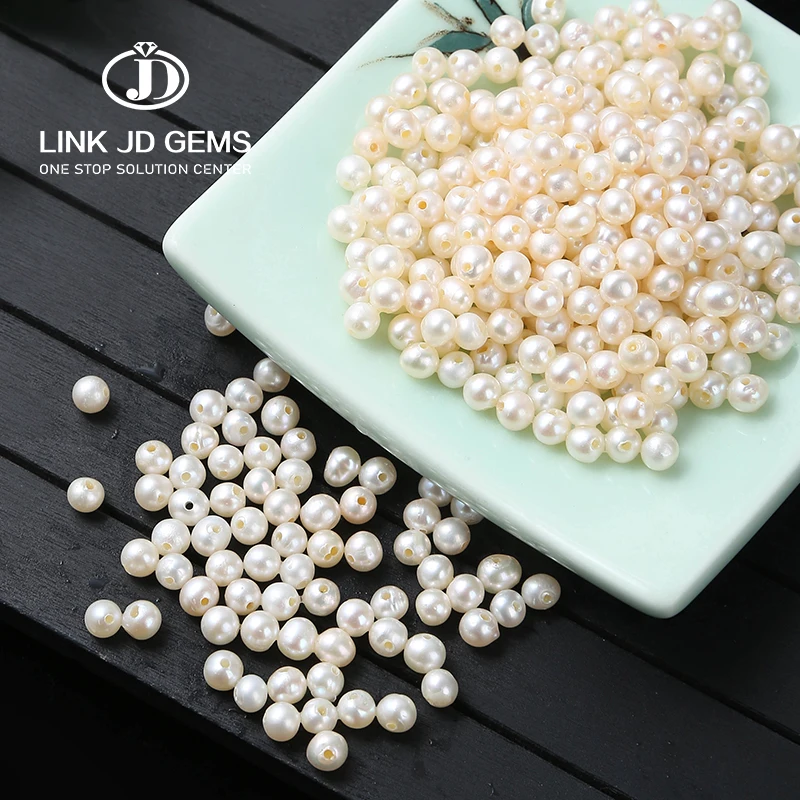 

6-7mm Natural Freshwater Cultured Pearls Round Big Hole Loose Beads for Jewelry Making Charm Necklace Earring Accessories