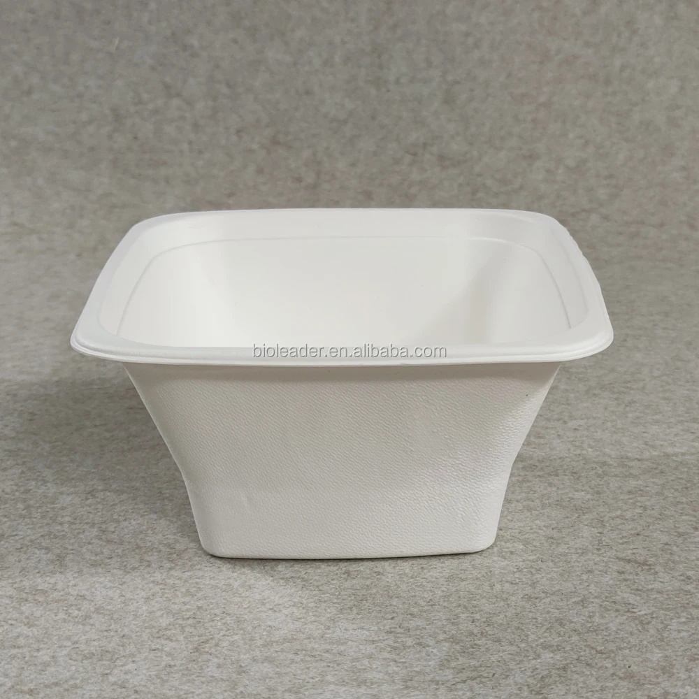 

Disposable Sugarcane Bagasse Square Bowl Dinnerware Set, Natural / white color