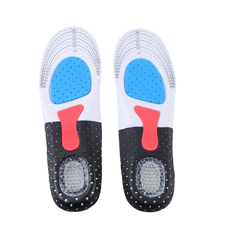 

Sport Running Silicone Gel Insoles for feet Man Women for orthopedic pad Massaging Shock Absorption arch support, Black white and blue bottom