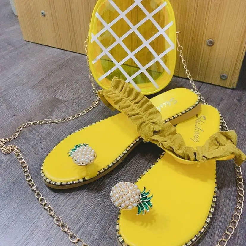 

hot selling pineapple shoes and bag set footwear jelly femme for and ladies shoes women sandals