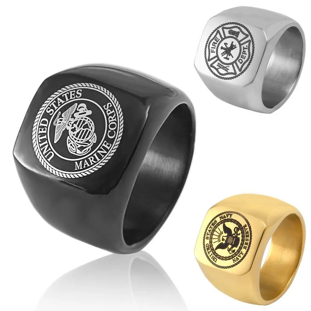

Gold Blanks Name Jewelry 316L Man Black Custom Made 316 Big Stainless Steel Ring For Men, Gold/black/silver