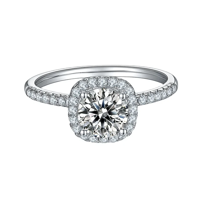 Hot Sale Jewelry 925 Sterling Silver Brilliant Cut 1ct Color Moissanite Diamond Ring for Women