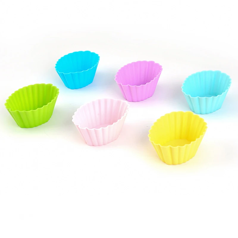 

Free sample baking muffin nonstick heat resistant 6 pieces silicone oval shape cake mold, Customized color