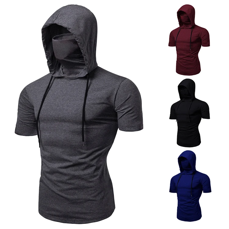 

Mens Gym Thin Hoodie Casual Long Sleeve Hoodies With Masked Skull Sweatshirt Tops, Customized color