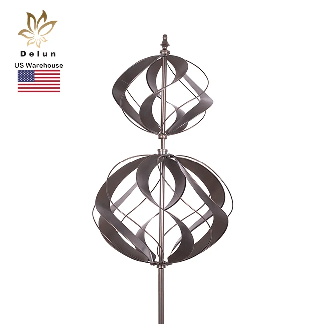 

Spiral Double Metal Yard Art Windmill for Garden Vertical 3D Wind Spinner Kinetic Spinner