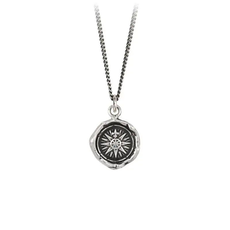 

2021 New Inspiration Design Lucky Amulet Vintage Old S925 Sterling Silver Charm Compass Pendant Symbolize Direction