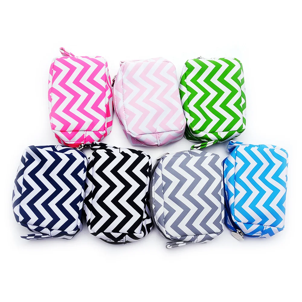 

Wholesale Small Size Chevron Cosmetic Bag Microfiber Makeup Bag Pouch With Zipper Closure DOM113068, Pink, black, navy, green, gray, blue