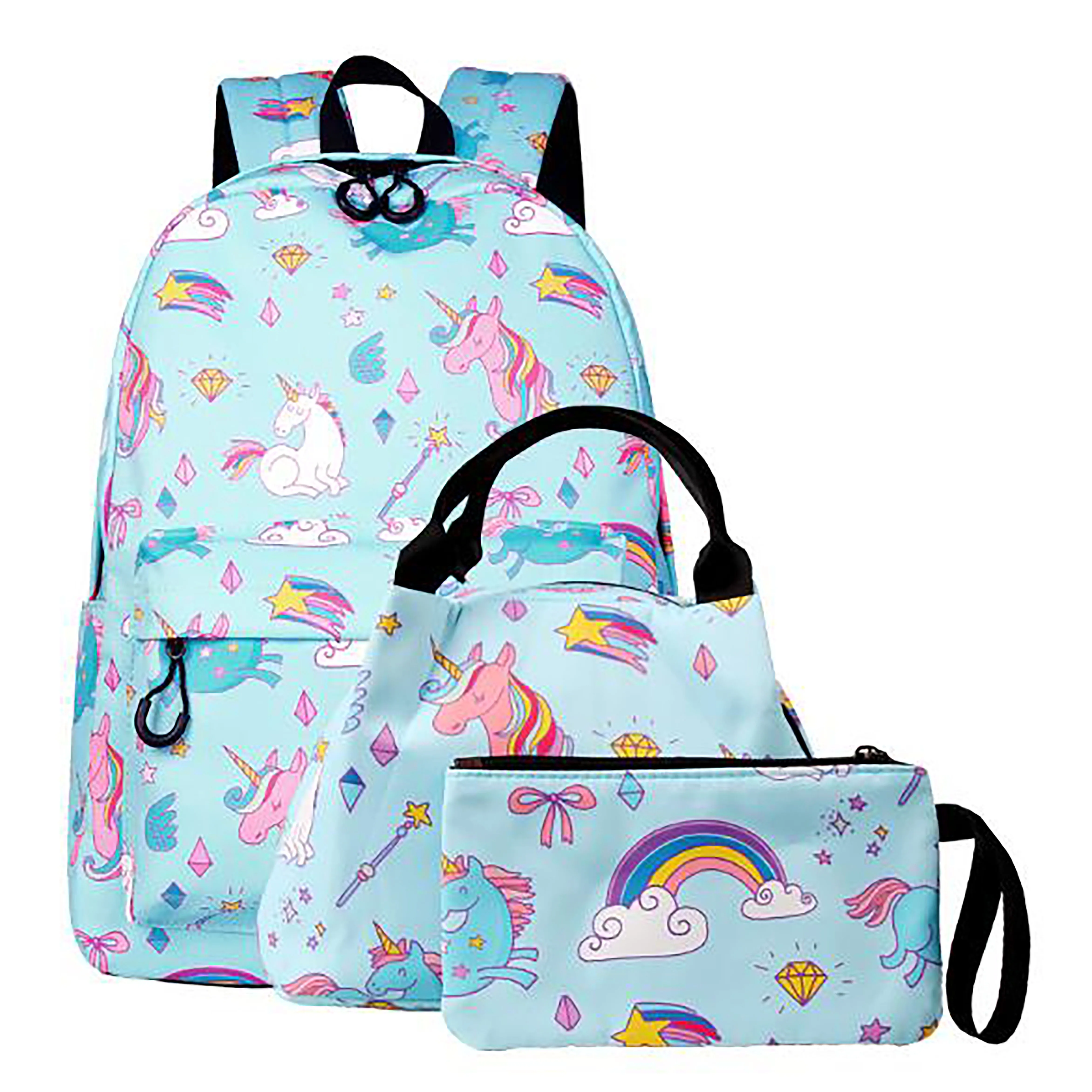 

3 pcs Cute Lightweight Kids Backpacks Girls School Bags Boys Bookbags with Lunch Bag, Customized color