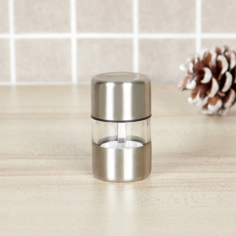 

Stainless Steel Hand Operated Mini Size Salt and Pepper Grinder, Silver
