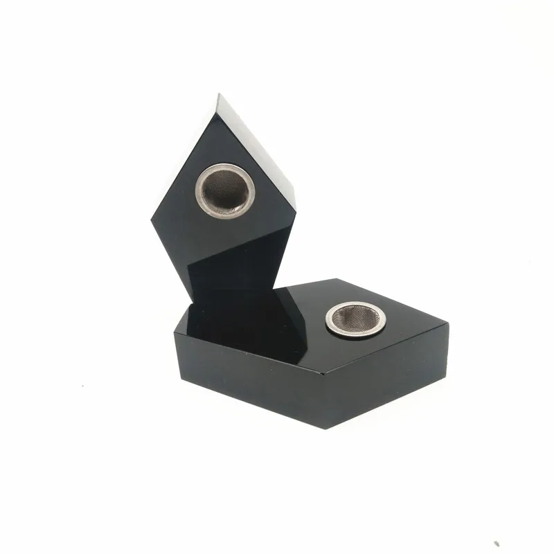

Natural Diamond Black Obsidian Quartz Crystal Smoking Pipe, Colorful