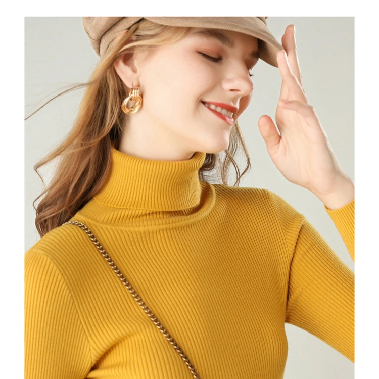 

Women high neck sweater pullover sweater girl knitted sweater