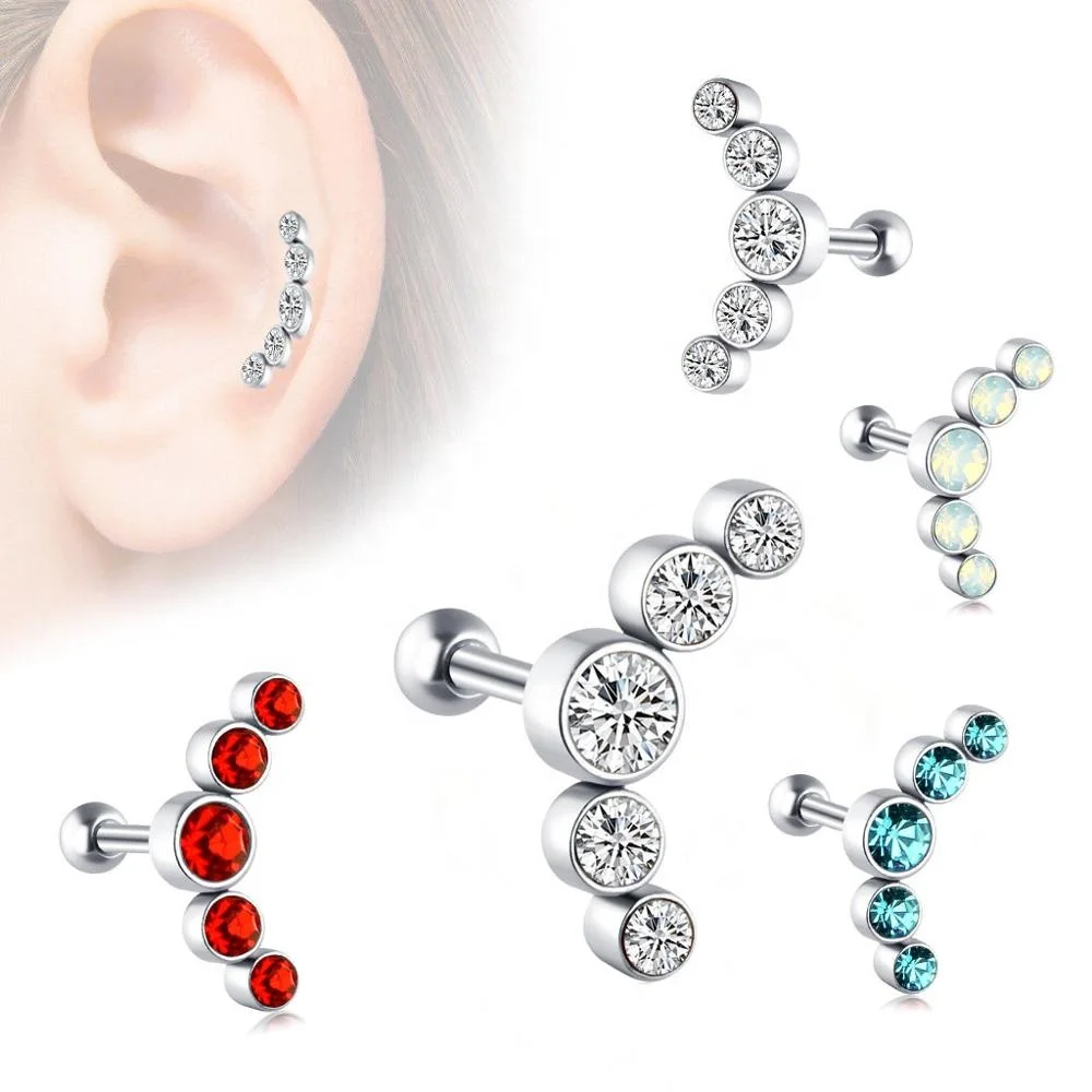 

Tragus Piercing Prong Set 5 CZs Piercing Ear Stud Body Jewelry Earring, Picture
