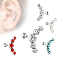 

Tragus Piercing Prong Set 5 CZs Piercing Ear Stud Body Jewelry Earring