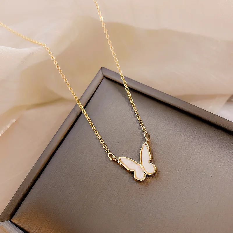 

HOVANCI 3 Korean Style Delicate Shell Butterfly Pendant Necklace Gold Plated Shell Butterfly Choker Necklace