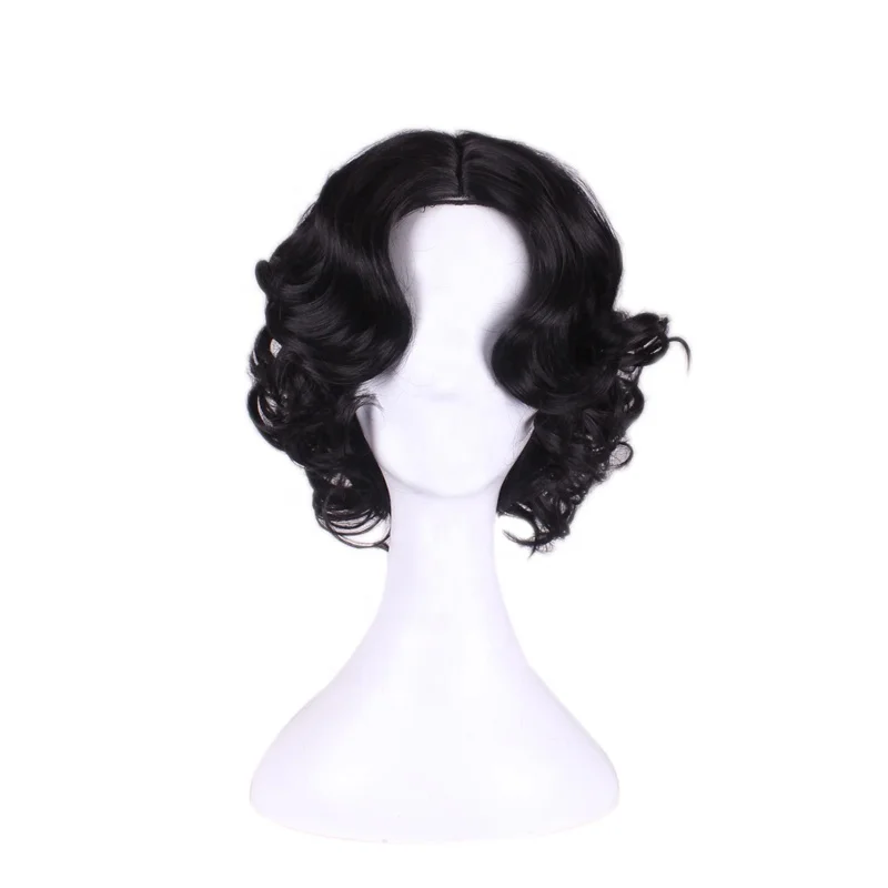

heat resistant Synthetic Hair Wigs For Women Curly Black Anime Cosplay Wig Short