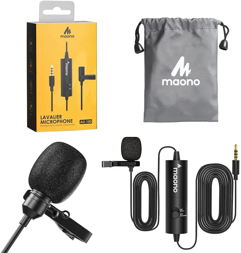 

Maono Hot Selling Black Omni-directional Lavalier Mic Lapel Microphone Lavalier Microphone