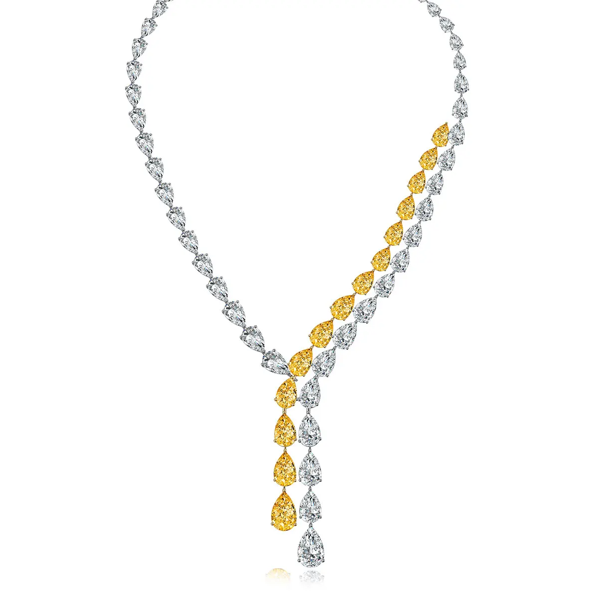 

Anster design yellow and white diamond necklace for lady prom party ball luxury