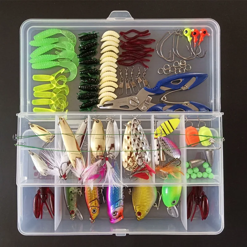 

New 45PCS Assorted Crawl Bait Fishing Lure Set, Fishing Set Lures Mix Wobblers Minnow Cranbait Fishing Tackle Lure Set Kit