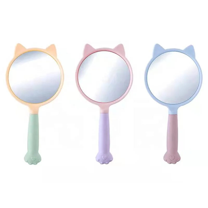 

Wholesale creative cute portable hand held cat ear makeup mirror for girls