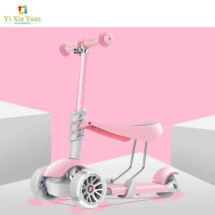 

New three wheel kids scooter with soft seat folding big wheel kick baby scooter can adjustable height