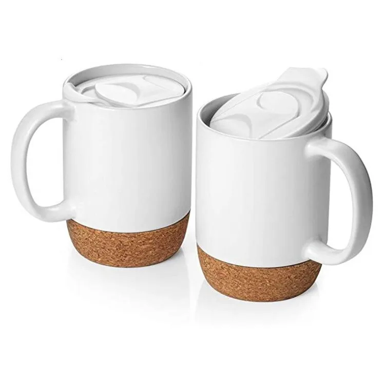 

Custom Amazon Hot Selling 12oz Matte Pipe White Sublimation Coffee Latte Cups Ceramic Mug with Cork Bottom and Lid, White black
