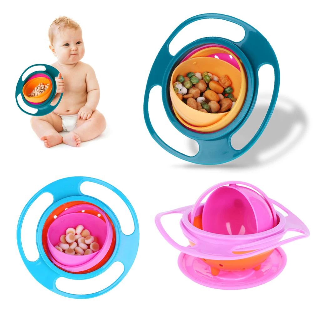 

Children Rotary Balance Novelty 360 Rotate Spill-Proof Solid Feeding Bowl for baby