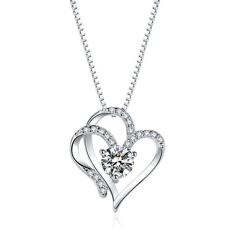 valentines day gift silver necklace for women sterling silver heart pendant 925 jewelry for ladies