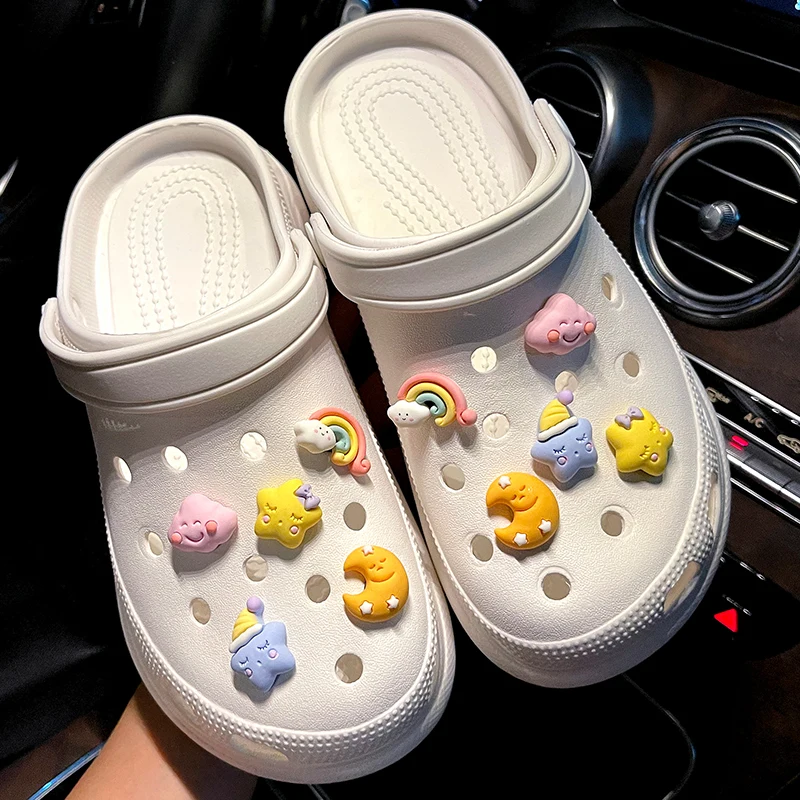 

1pcs Stars Clouds Moon Shoe Croc Charms Gifts Diy Decoration Buckle Accessories Clog Shoe Buckle Trend Charms for Croc Cute