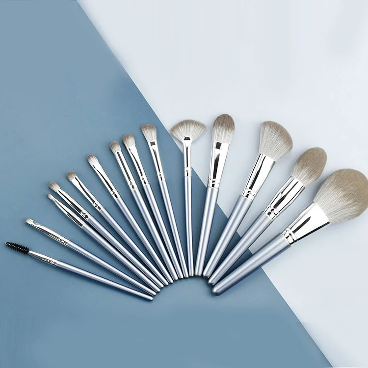 

Free Sample Premium Silver Synthetic Private Label Luxury Makeup Brush Set Natural Hair, Customized color