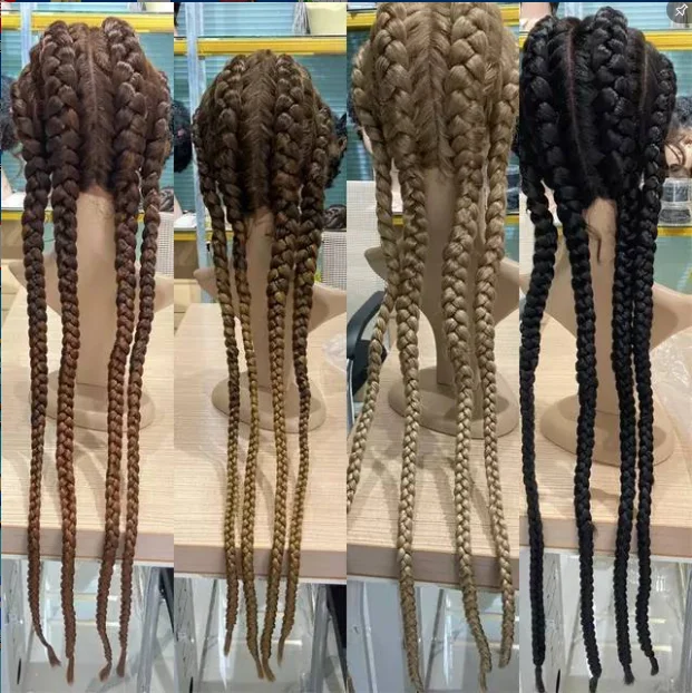 

Braids Wig Synthetic Braiding Box Heat Resistant Synthetic Hair Front Lace Wig Braided Wigs For Black Women