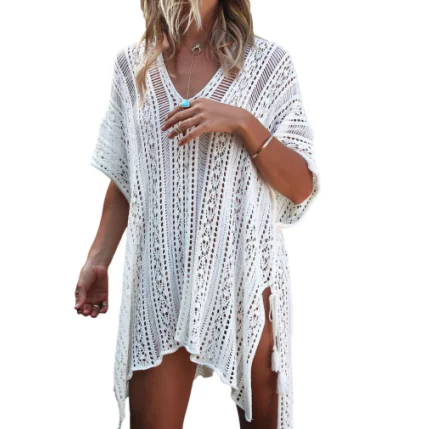 Beach Crochet Knitted Tassel Tie Kimono Beachwear For Beach